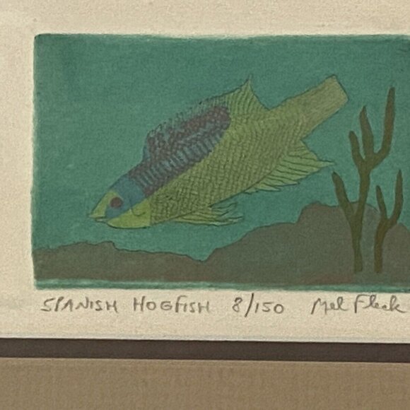 Mel Fleck Spanish Hogfish Art Signed Framed Original Print 8 of 150‎ 3 D Collage - Picture 2 of 16